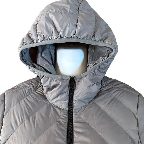 London Fog Lightweight Packable Gray Down Filled Hooded Full Zip Jacket Small - Picture 4 of 10